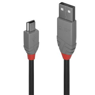 Kabel USB 2.0 LINDY Type A to Mini-B Cable, Anthra Line...