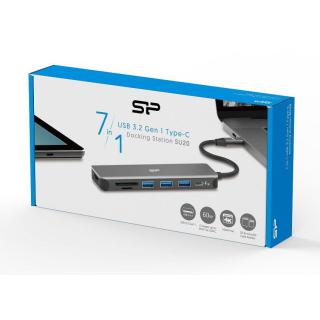 Stacja dokująca Silicon Power Boost SU20 7 w 1 USB/USB-C/HDMI/SD/MicroSD Szary