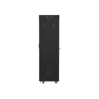 Szafa instalacyjna rack stojąca 19 42u 600x600 czarna, drzwi szklane lcd (Flat pack)