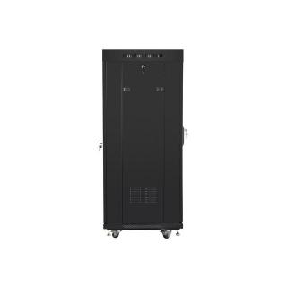 Szafa instalacyjna rack stojąca 19 27U 600x600 czarna, drzwi szklane LCD (Flat pack)