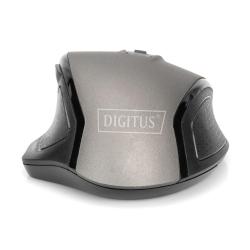 Mysz bezprzewodowa DIGITUS optyczna ergonomiczna 1600 DPI 6 przycisków 2,4 GHz, czarno-szara