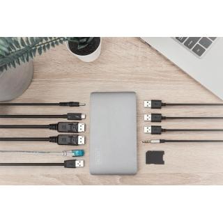 Stacja dokująca DIGITUS USB Typ C 11-portów z Thunderbolt 3, 8K 30Hz, PD 3.0, RJ45, aluminiowa