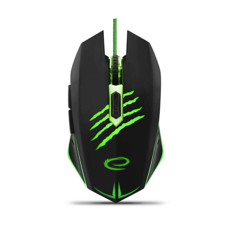 Mysz przewodowa Esperanza MX209 Claw optyczna Gaming 6D USB czarno-zielona