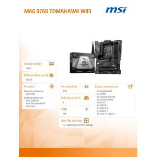 Płyta główna MAG B760 TOMAHAWK WIFI s1700 4DDR5 DP/HDMI ATX