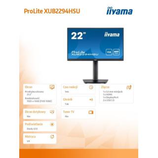 Monitor 21.5 cala XUB2294HSU-B2 VA,FHD,HDMI,DP,USB3.0,VESA,2x2W