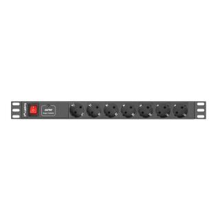 Listwa RACK, zasilająca Lanberg PDU-07F-0200-IEC-BK (7 x UTE 10 A 2m kolor czarny)