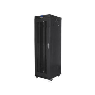 Szafa instalacyjna rack stojąca 19 42U 600x800 czarna, drzwi perforowane lcd (flat pack)