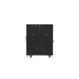 Szafa instalacyjna rack stojąca 19 15U 600x800 czarna, drzwi szklane lcd (flat pack)