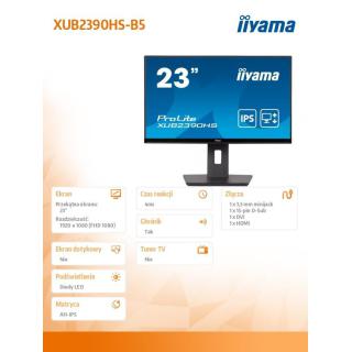 Monitor 23 cale XUB2390HS-B5 IPS,D-SUB,DVI,HDMI,PIVOT,2x2W,HAS(15cm)