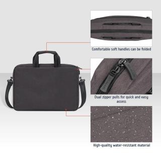 Torba do notebooka 15,6" RIVACASE Suzuka czarna, z materiału wodoodpornego