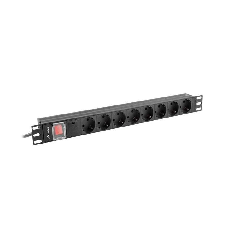 LANBERG LISTWA ZASILAJĄCA RACK PDU 19" (1U, 16A, 8X SHUKO, 2M, CZARNA) PDU-08F-0200-BK