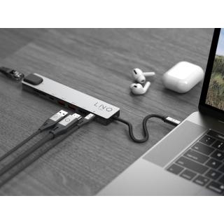 LINQ HUB USB-C 8IN1 PRO USB-C MULTIPORT HDMI 4K/60HZ,USB-C,USB-C PD3.0 100W DO ZASILANIA, 2XUSB-A,RJ45 1GBIT,SLOT SD,TF/MICRO