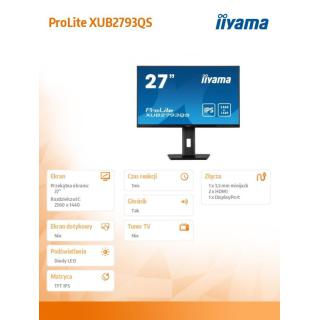 Monitor 27 cali XUB2793QS-B1 IPS,WQHD,2xHDMI,DP,2x2W,HAS,300cd/m2