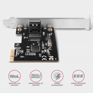 PCEE-GRL Karta sieciowa PCIe 1x Gigabit Ethernet port RJ-45, chipset Realtek 8111L w. SP & LP