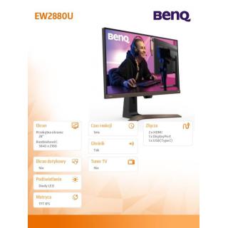 Monitor 28 cali EW2880U LED 5ms/IPS/20mln:1/HDMI