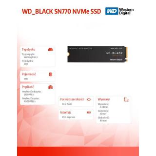 Dysk Black SSD 1TB SN770 NVMe 2280 M2 WDS100T3X0E