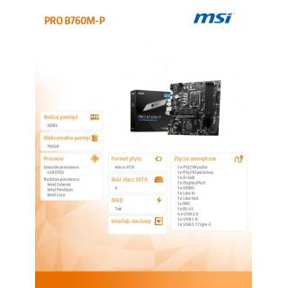 Płyta główna PRO B760M-P s1700 4DDR5 DP/HDMI 2M.2 mATX