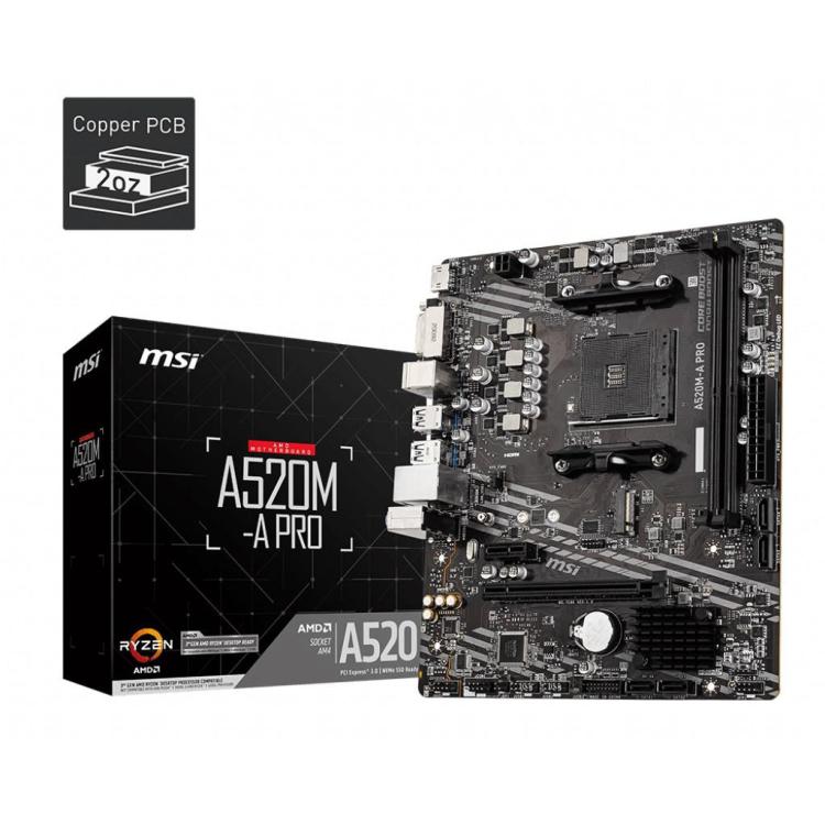 Płyta główna A520M-A PRO AM4 2DDR4 DVI/HDMI USB 3.2 mATX