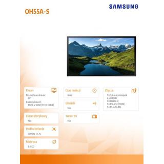 Monitor profesjonalny OH55A-S 55 cali błyszczący 24h/7 3500cd/m2 S7 Player (Tizen 5.0) 3 lata On-Site (LH55OHAESGBXEN)