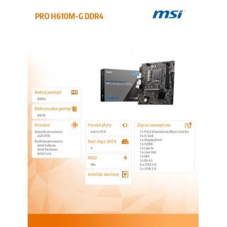 Płyta główna PRO H610M-G s1700 DDR4 DP/HDMI M.2 mATX