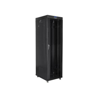 Szafa instalacyjna Rack stojąca 19" 42U 600x800 czarna drzwi szklane LCD Lanberg (flat pack)