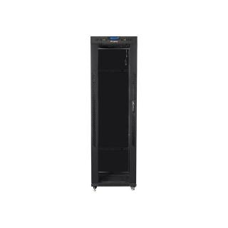 Szafa instalacyjna Rack stojąca 19" 42U 600x800 czarna drzwi szklane LCD Lanberg (flat pack)