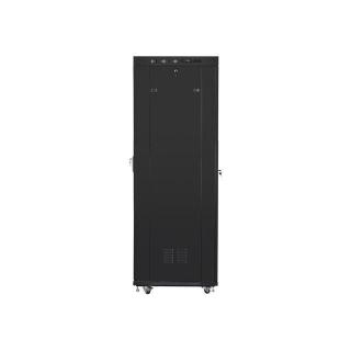 Szafa instalacyjna Rack stojąca 19" 42U 600x800 czarna drzwi szklane LCD Lanberg (flat pack)