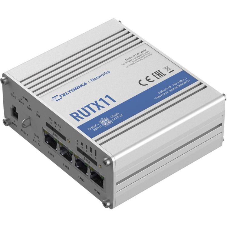 Router LTE RUTX11(Cat 6), WiFi, BLE, GNSS, Ethernet