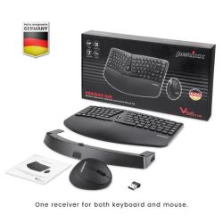 Zestaw bezprzewodowy klawiatura+mysz pionowa Perixx PERIDUO-606 C Ergonomic czarny silent