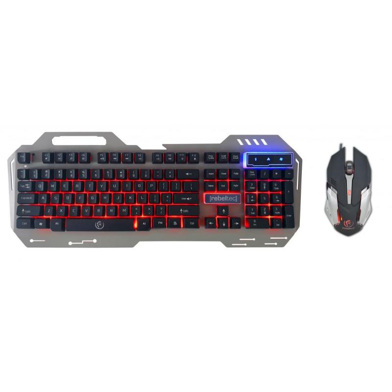 Zestaw przewodowy klawiatura + mysz Rebeltec INTERCEPTOR 2 Gaming USB szary metal