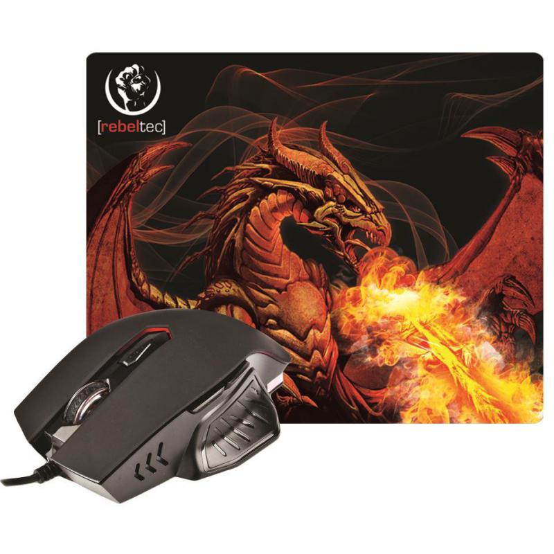 Mysz przewodowa Rebeltec optyczna Gaming + podkładka Rebeltec RED DRAGON USB