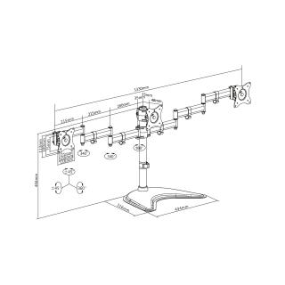Stojak biurkowy potrójny DIGITUS 3xLCD max. 27" max. obciążenie 8kg uchylno-obrotowy 360°