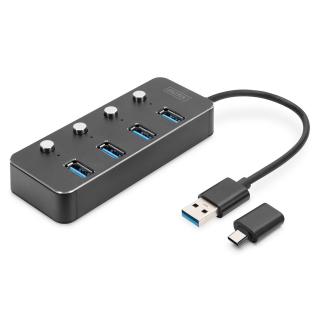 Hub USB 3.0/Koncentrator DIGITUS 4-portowy USB A +...