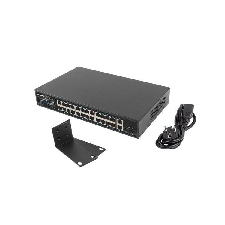 Switch niezarządzalny Lanberg 24x 1Gb PoE+/2x Gb 2x SFP Rack 19" Gigabit Ethernet 360W