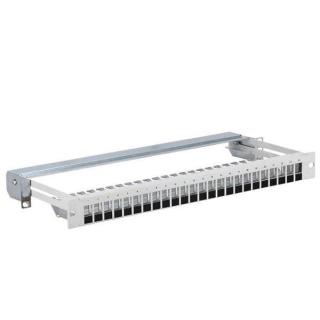 Patch panel keystone 19" 24-porty, FTP, wysuwany, szary...