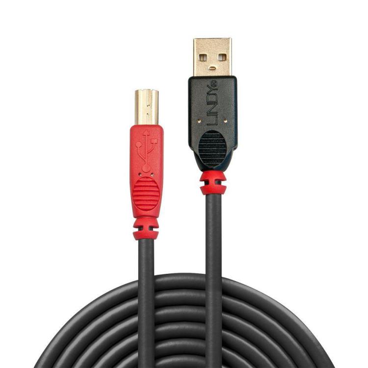 Kabel drukarkowy USB LINDY 2.0 A/M - USB B/M, Active Cable 10m Czarny