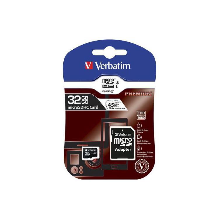 Karta pamięci MicroSDHC Verbatim 32GB Class 10 + adapter