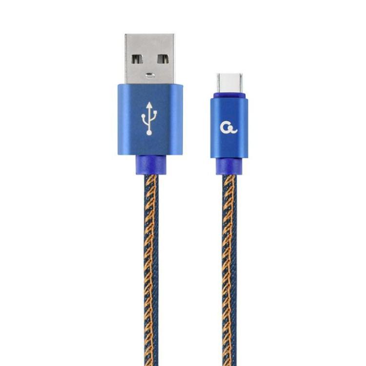 GEMBIRD KABEL USB TYPE-C (METALOWE WTYKI, OPLOT NYLONOWY W KOLORZE DENIM - JEANS) 2M