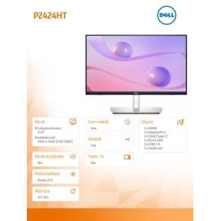 Monitor P2424HT 23.8 cala Dotykowy FHD/16:9/HDMI/DP/USBC/RJ45/3Y