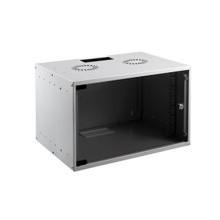 MIRSAN SZAFA RACK 19" WISZĄCA 7U 600MM SZARA SZKLANE DRZWI FLAT PACK ( DO SAMODZIELNEGO MONTAŻU )