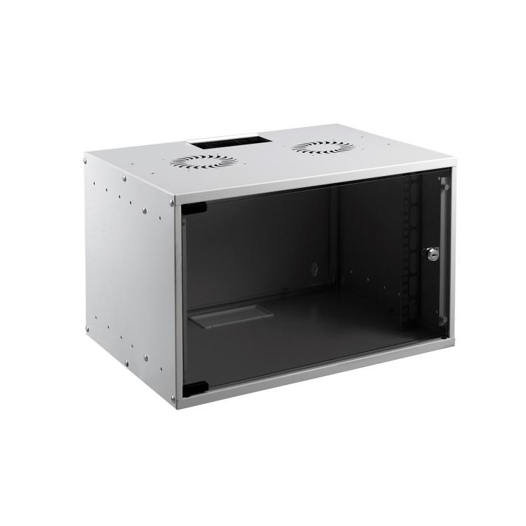 MIRSAN SZAFA RACK 19" WISZĄCA 7U 400MM SZARA SZKLANE DRZWI FLAT PACK ( DO SAMODZIELNEGO MONTAŻU )