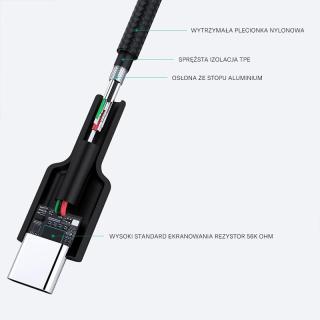 CB-CA2 OEM nylonowy kabel Quick Charge USB C-USB A | FCP | AFC | 2m | 5 Gbps | 3A | 60W PD | 20V