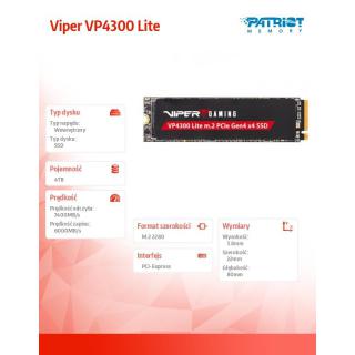 Dysk SSD 4TB Viper VP4300 Lite 7400/6000 M.2 PCIe Gen4x4 NVMe 2.0 PS5