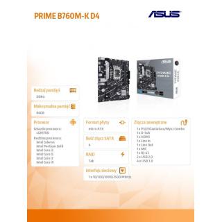 Płyta główna PRIME B760M-K D4 s1700 DDR4 HDMI mATX