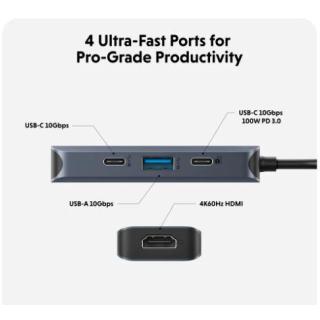 Koncentrator HyperDrive Next 4 Port USB-C Hub HDMI/4K60Hz/Mac/PC/Chromebook/ 100W PD/Pass-Through