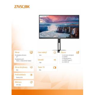 Monitor 27V5C 27 cali IPS HDMI DP USB-C Pivot Głośniki