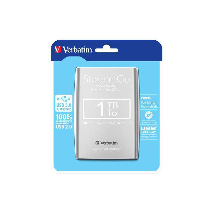 Dysk zewnętrzny Verbatim 1TB Store 'n' Go 2.5" srebrny USB 3.0