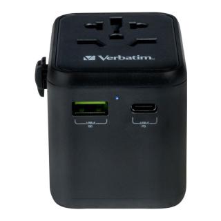 Adapter podróżny Verbatim UTA-02 globalny-globalny 1xUSB 1xUSB-C PD QC