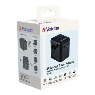 Adapter podróżny Verbatim UTA-02 globalny-globalny 1xUSB 1xUSB-C PD QC