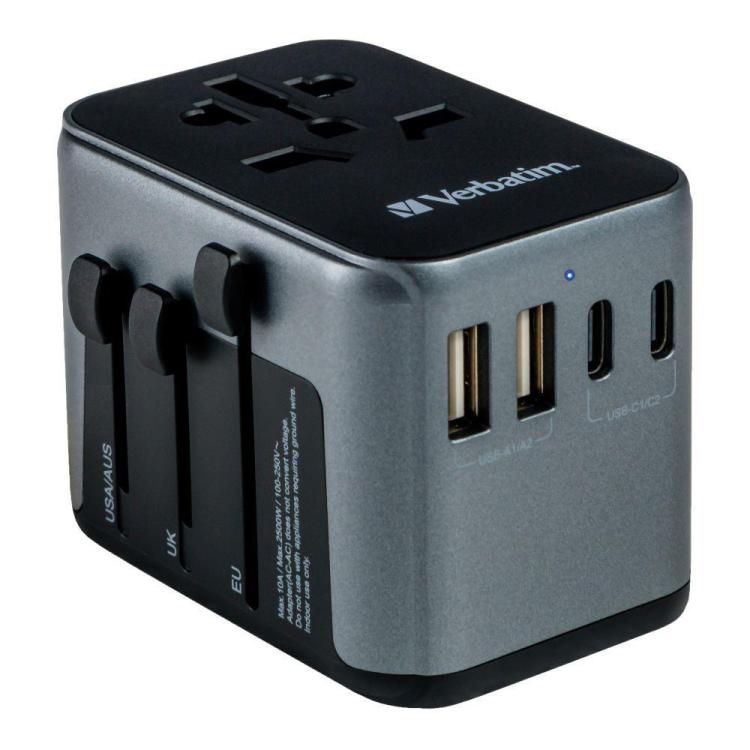 Adapter podróżny Verbatim UTA-03 globalny-globalny 2xUSB 3xUSB-C PD QC